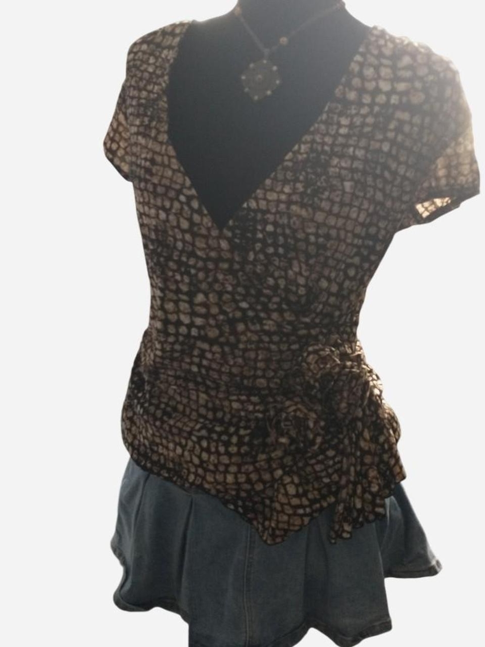 Worthington Brown Patterned Wrap Blouse